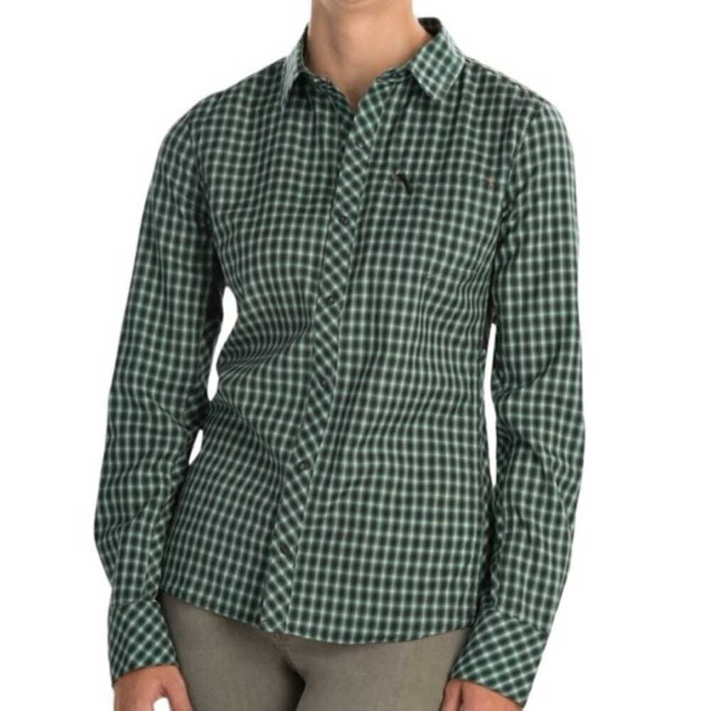 Icebreaker Sz XS Terra Plaid Green Merino Wool Button Front Outdoor Shirt